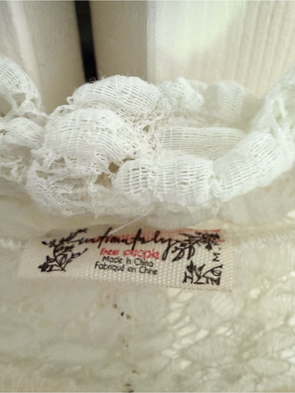 Free People intimately Day & Night Long-Sleeve Ruched Lace Bodysuit Ivory White - Picture 7 of 9